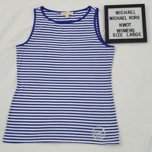 NWOT MICHAEL KORS Nautical Tank Top Knit Logo Sz L